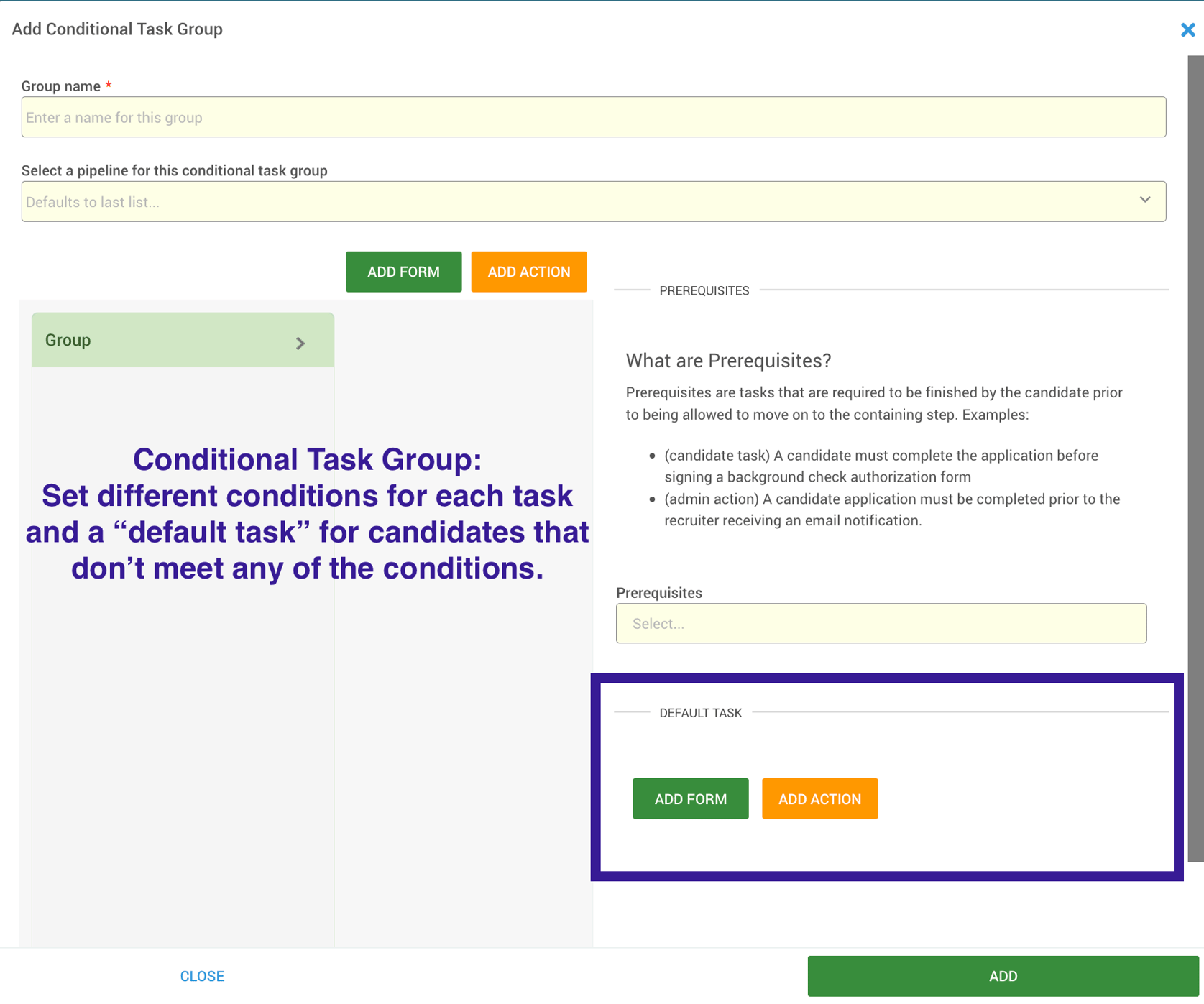 Conditional Forms and Task Groups in Recruiting Workflows