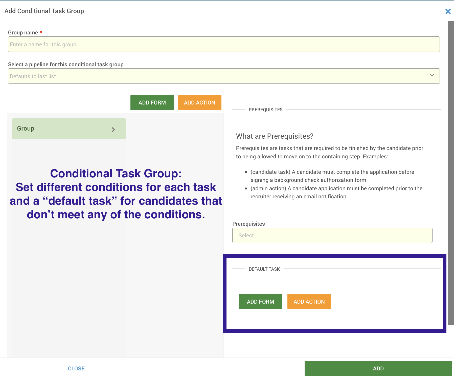 Conditional Forms and Task Groups in Recruiting Workflows
