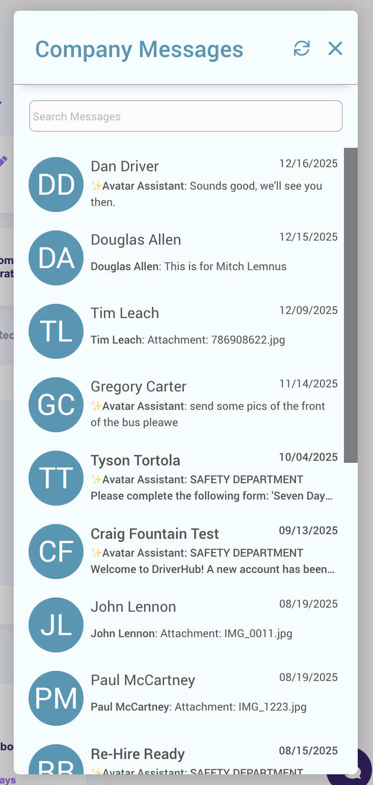 Text Messages (SMS) in DriverHub