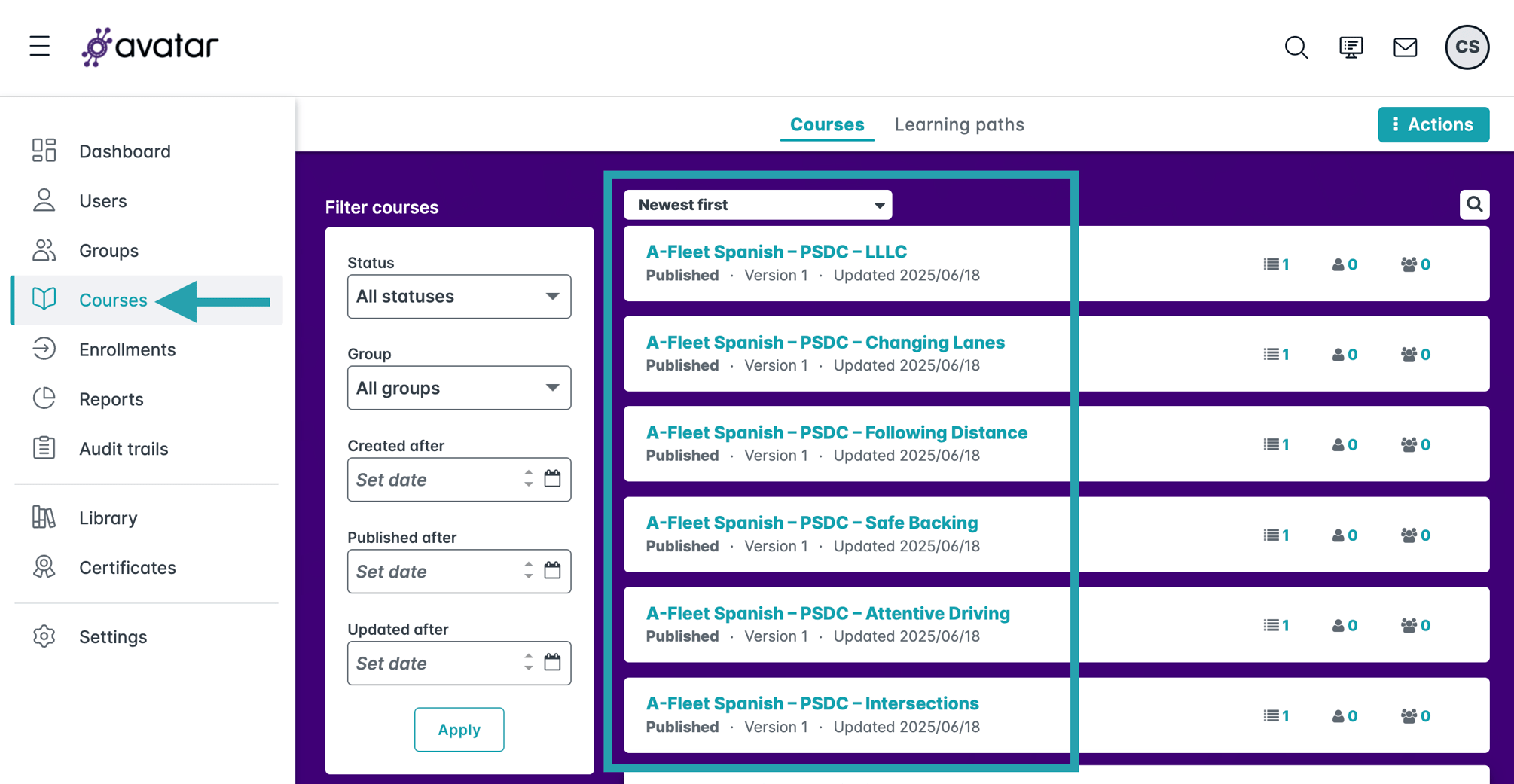 Course Expiration Dates in Training Marketplace