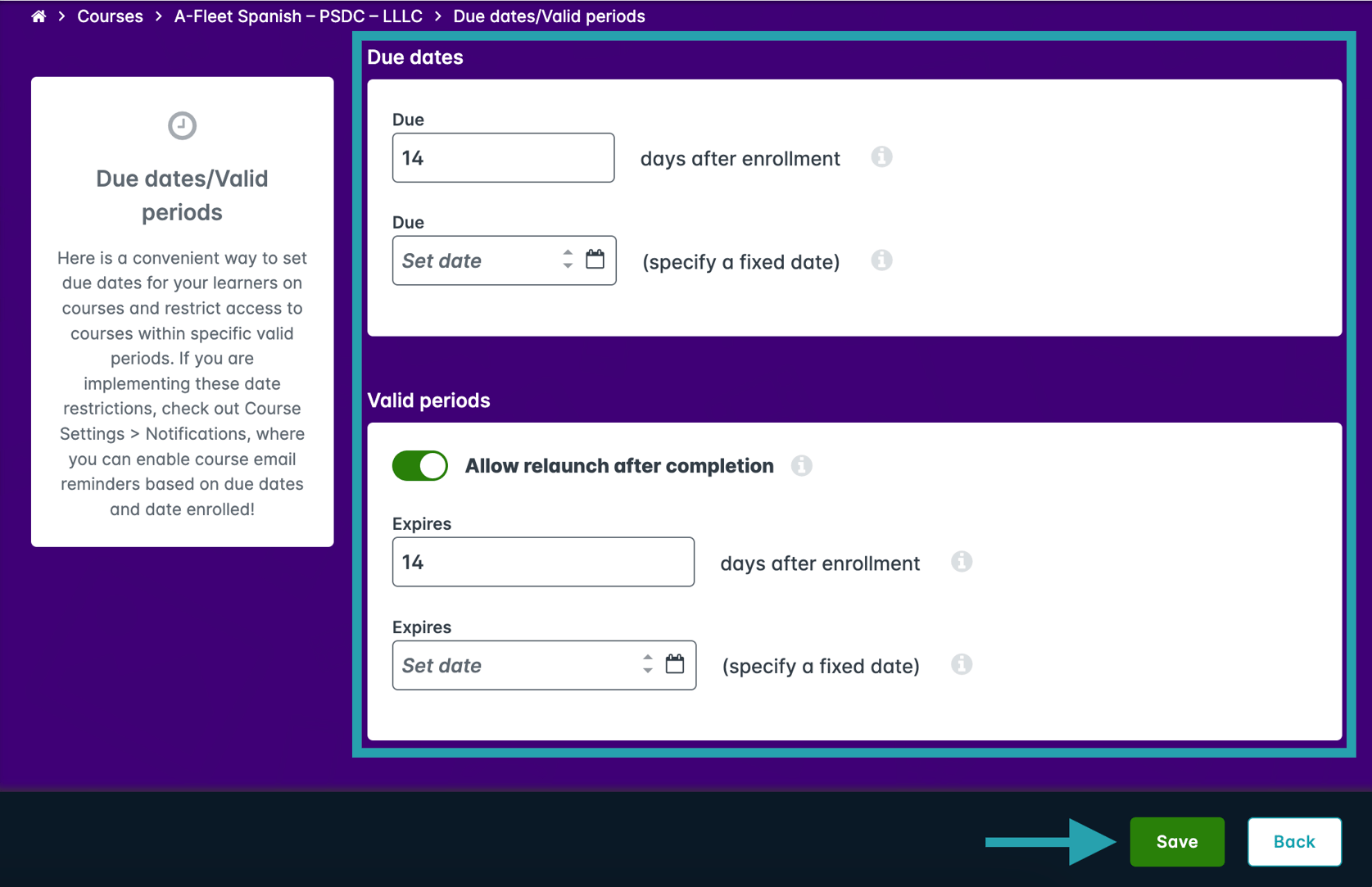 Course Expiration Dates in Training Marketplace