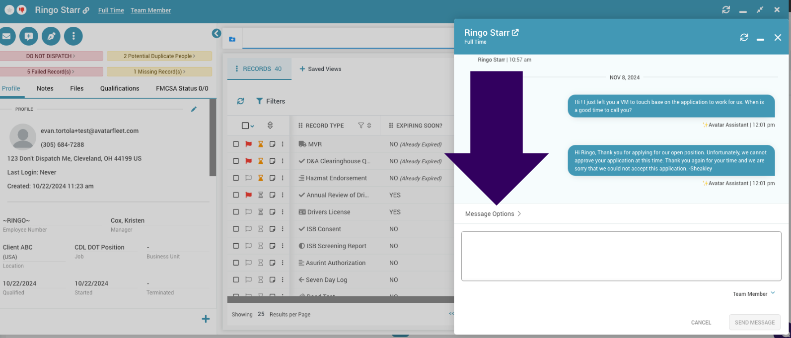 Text Messages (SMS) in DriverHub