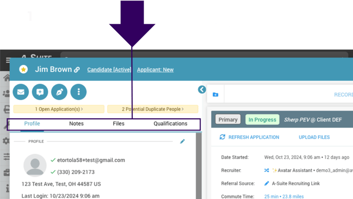 profile tabs